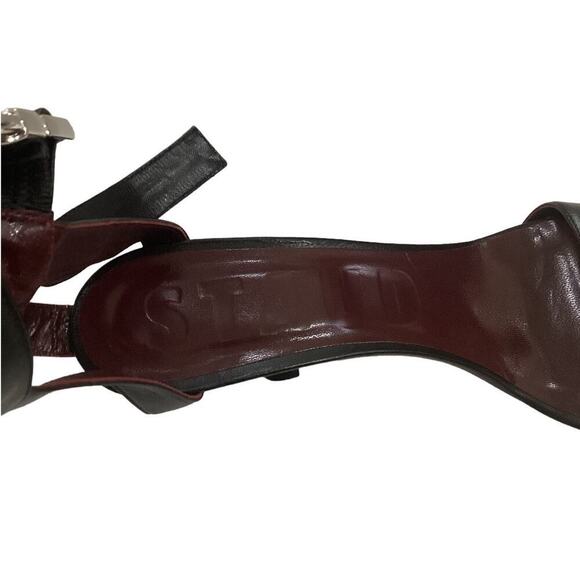 Staud Viva Ankle Strap Sandal In Black Leather Size 10 Heels - Picture 9 of 11